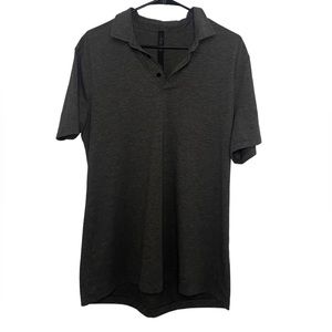 Lulu Lemon Mens Gray Short Sleeve Polo Shirt Size L Measurements In Description